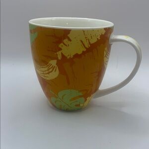 Starbucks Tropical Orange and Green Ceramic Mug 14 ounce